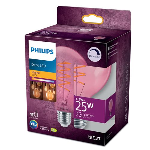 Philips Ledlamp Globe Roze Warm Wit E27 5w