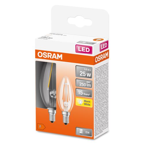 Osram Ledlamp Retrofit Classic B E14 2,5w Warm Wit 2st.