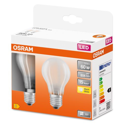 Osram Ledlamp Retrofit Classic A Warm Wit E27 6,5w 2st.