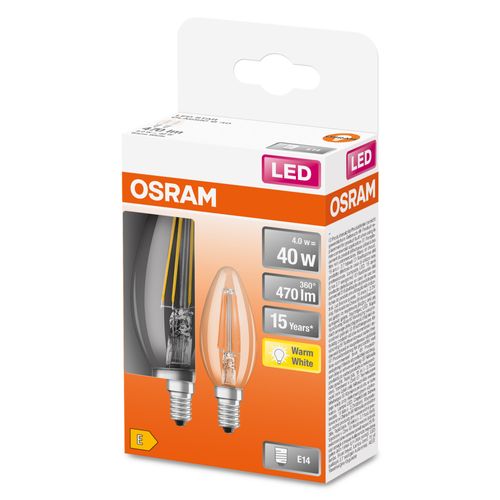 Osram Ledfilamentlamp Retrofit Classic B Warm Wit E14 4w 2st.